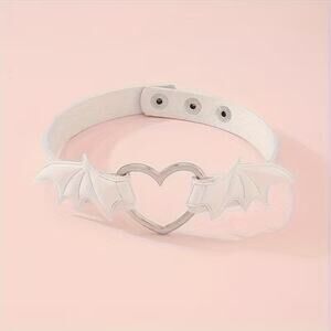 Wicked Silk Emo, Punk, Cute Anime Cosplay Heart Devil Wings Choker - White